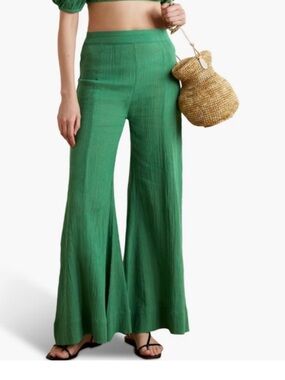 Suzi Kondi Black Gauze Wide-Leg Palazzo Pants